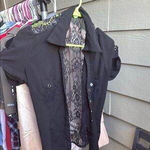 Elegant Black Lace Women's Blouse